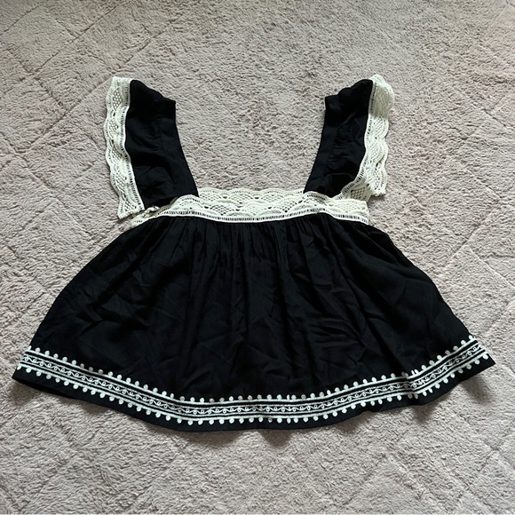 NWT Band of the Free Embroidered Lace Square Neck Blouse Women’s Size XS - Picture 1 of 5